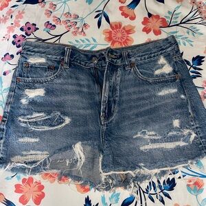 American Eagle Outfitters Distressed Blue Denim Shorts